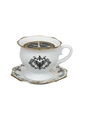 Enchanting Bat Tea Cup Ceramic Candle Evening Teakwood Candles - Gothic & Alternative Gift - Haunted