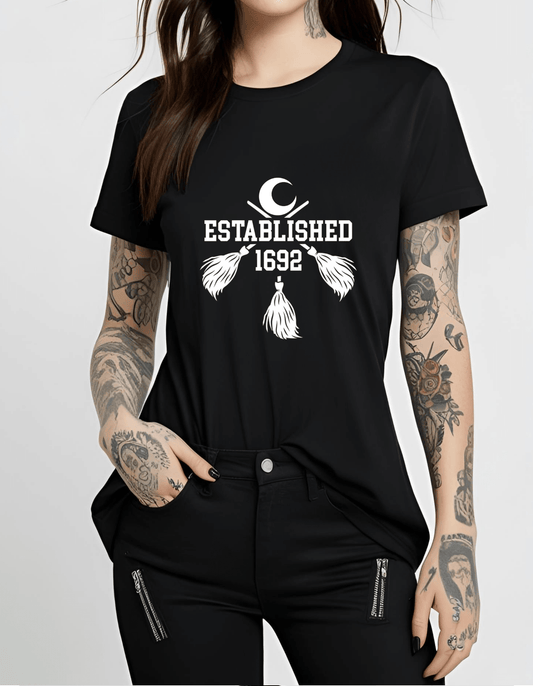 Established 1692 Witch T Shirt Black - Gothic & Alternative Gift - Haunted