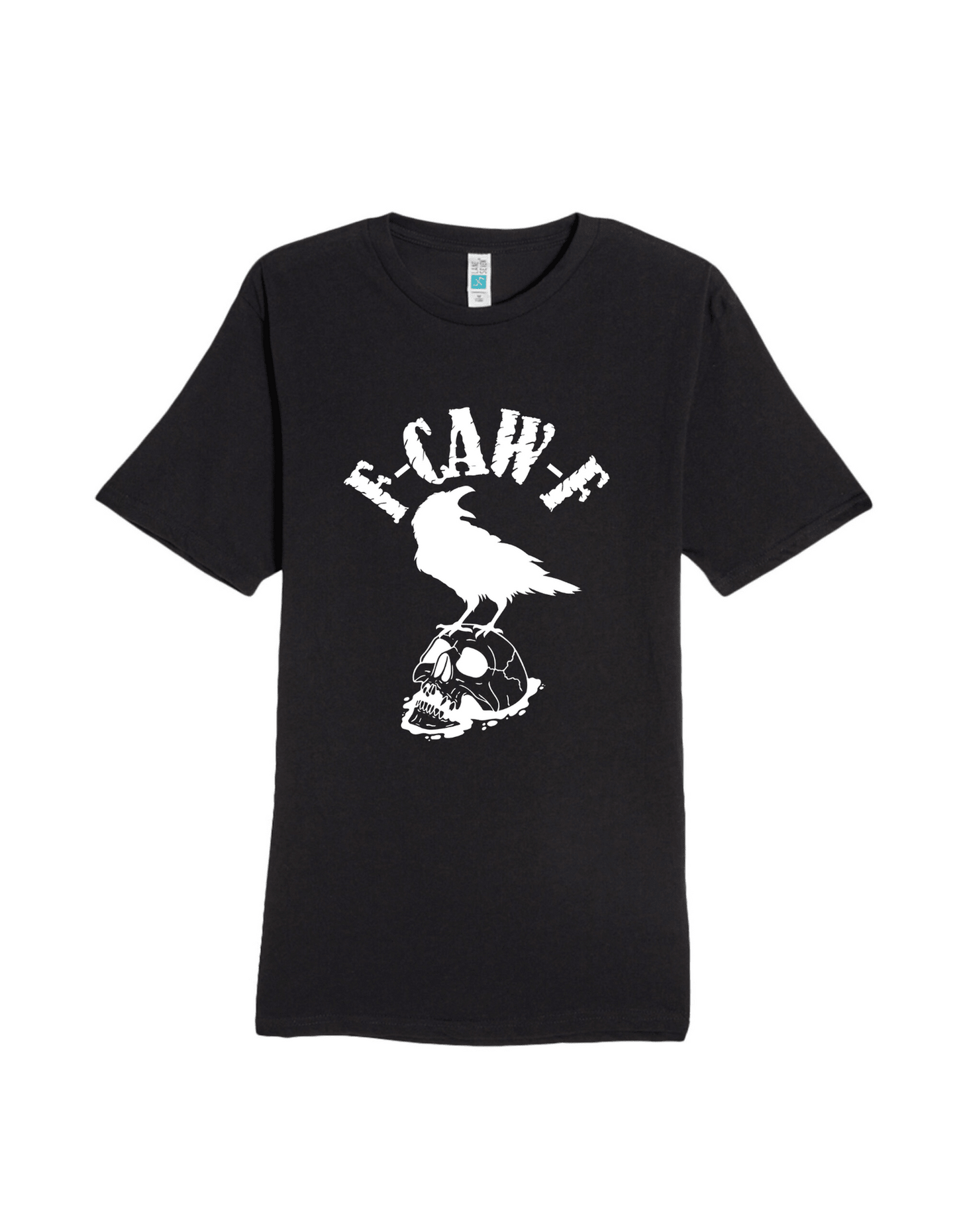 F-Caw-F Raven on Skull Graphic T Shirt Goth Poe Crow Clothing - Gothic & Alternative Gift - Haunted