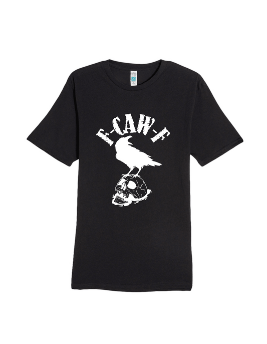 F-Caw-F Raven on Skull Graphic T Shirt Goth Poe Crow Clothing - Gothic & Alternative Gift - Haunted