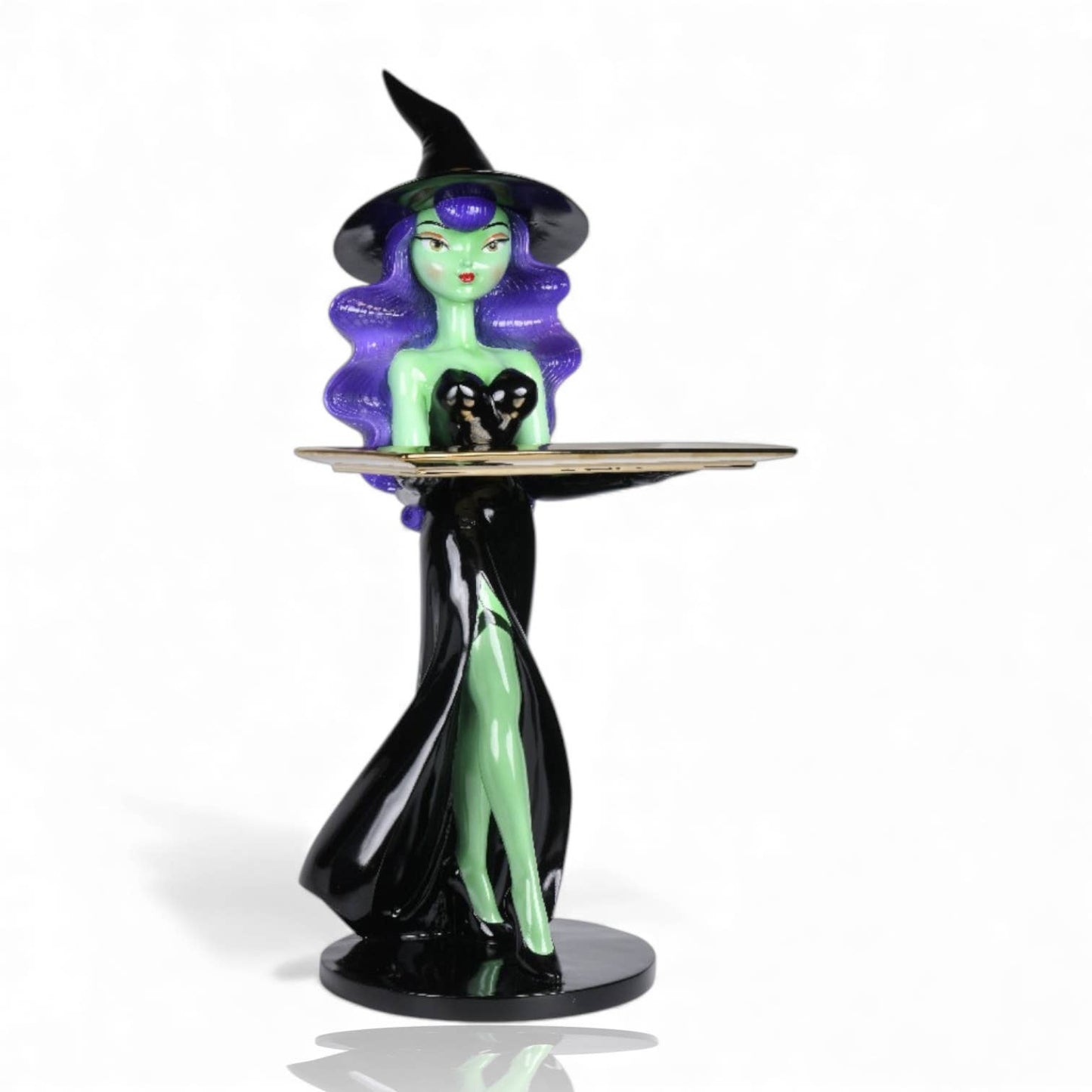 24.5in Purple Witch w/Serving Tray: Ghoulish Goodies