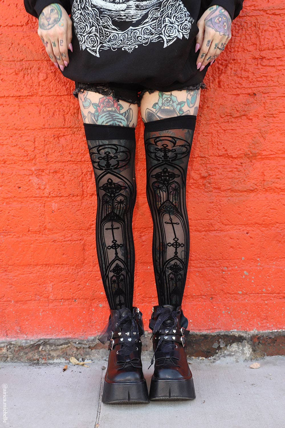 Gothic Cathedral Thigh High Tights Stockings