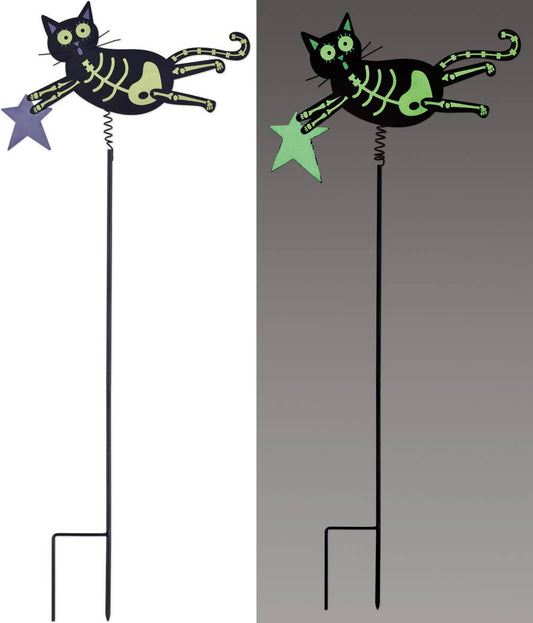 Skeleton Cat Stake Garden Ornament