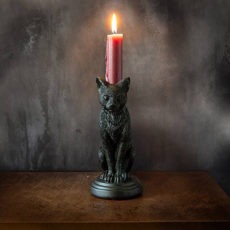 Faust's Familiear Haunted Mansion Cat Candle Holder Candles - Gothic & Alternative Gift - Haunted