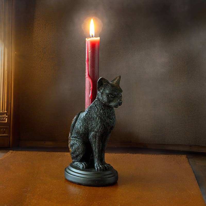 Faust's Familiear Haunted Mansion Cat Candle Holder Candles - Gothic & Alternative Gift - Haunted