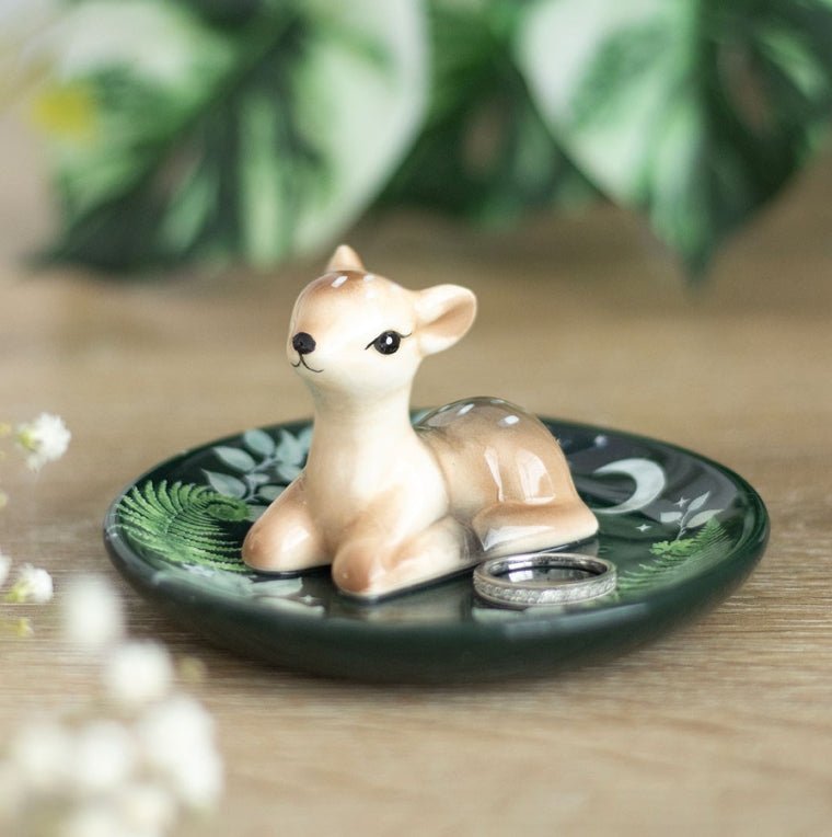 Fawn and Friends Green Fawn Trinket Dish Home Decor - Gothic & Alternative Gift - Haunted