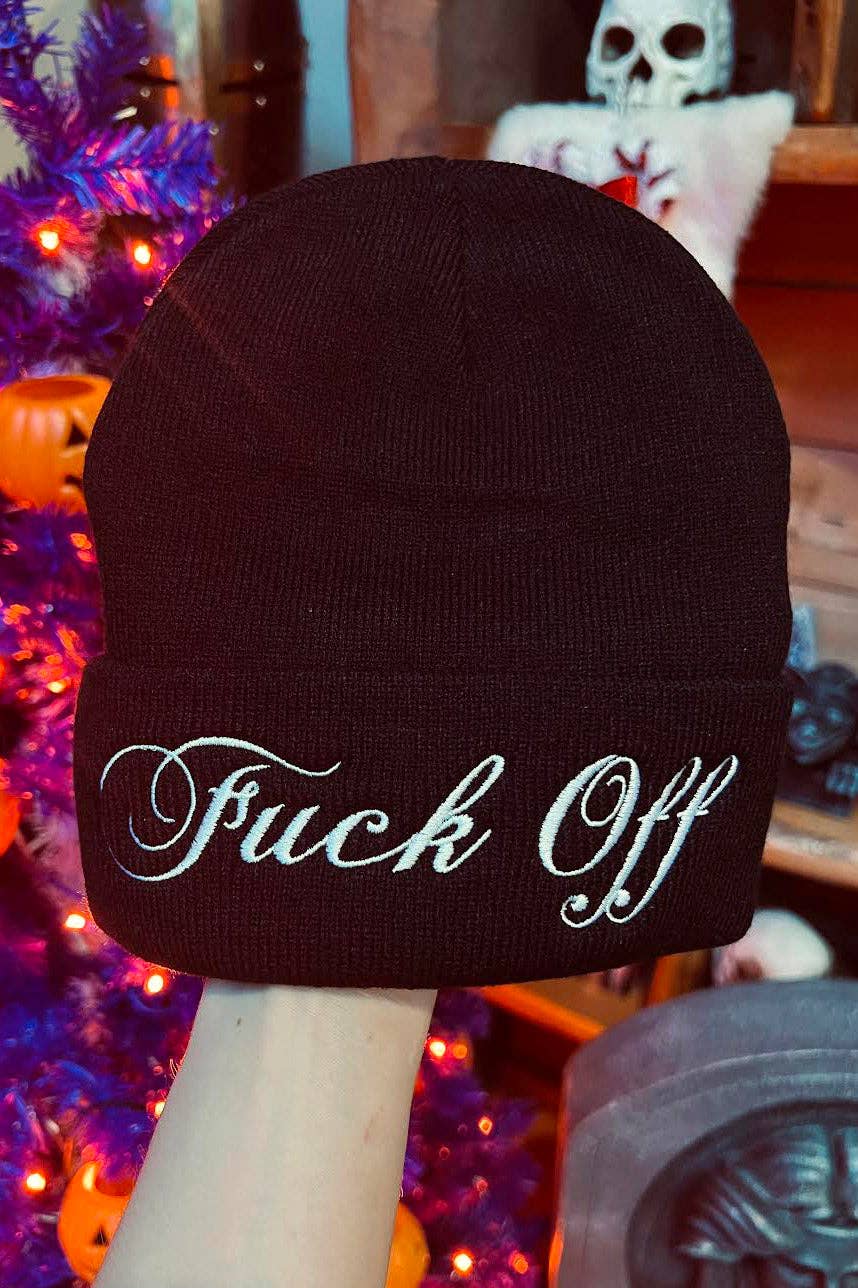 F*ck Off Beanie Clothing Accessories - Gothic & Alternative Gift - Haunted