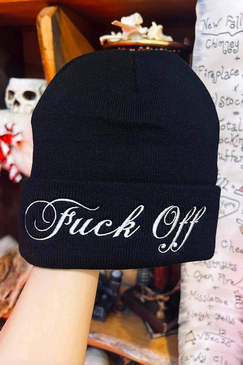 F*ck Off Beanie Clothing Accessories - Gothic & Alternative Gift - Haunted