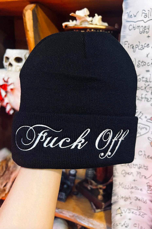 F*ck Off Beanie Clothing Accessories - Gothic & Alternative Gift - Haunted