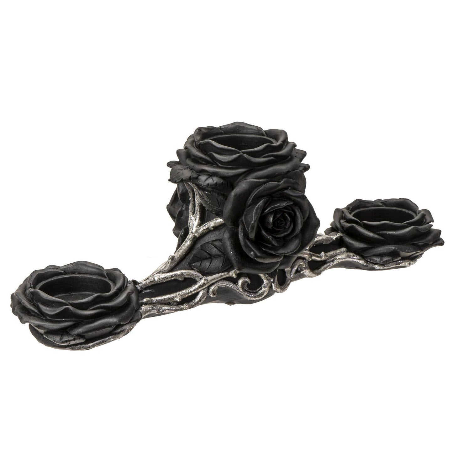 Gothic Black Rose Triple Votive Holder Valloween Valentines