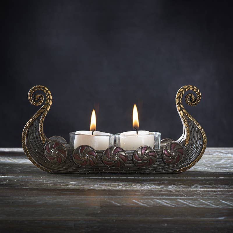 Viking Ship Votive Holder Norse Mythology Decor