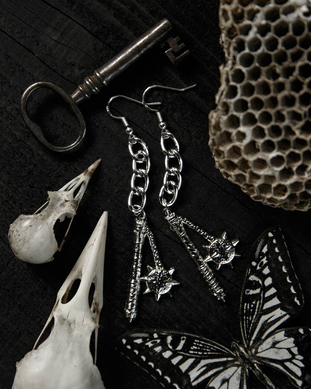 Flail Earrings Jewelry - Gothic & Alternative Gift - Haunted