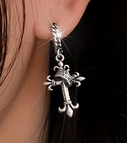 Fleur De Lis Cross Earrings Jewelry - Gothic & Alternative Gift - Haunted