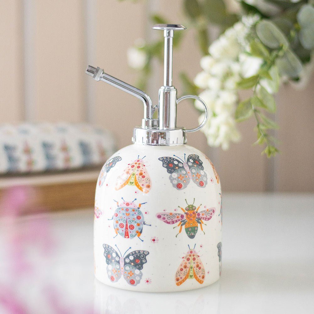 Floral Bug Print Ceramic Plant Mister Home Décor - Gothic & Alternative Gift - Haunted