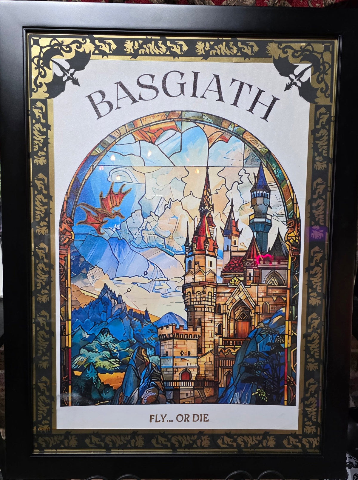 Fourth Wing Basgiath City Hand-made Framed Artwork - Gothic & Alternative Gift - Haunted