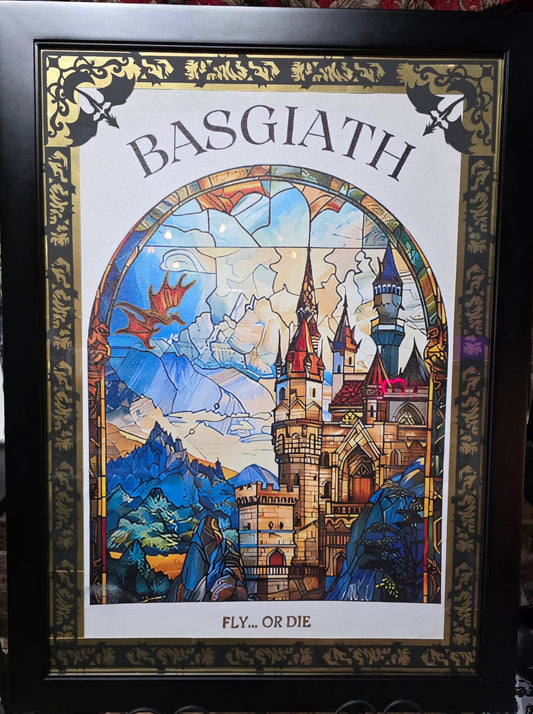 Fourth Wing Basgiath City Hand-made Framed Artwork - Gothic & Alternative Gift - Haunted