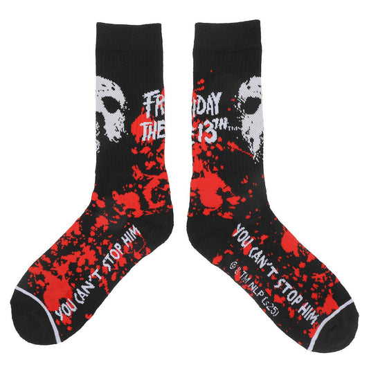 Friday the 13th Men's Glow-in-the-Dark Jason Crew Socks, 3 Pairs Accessories - Gothic & Alternative Gift - Haunted