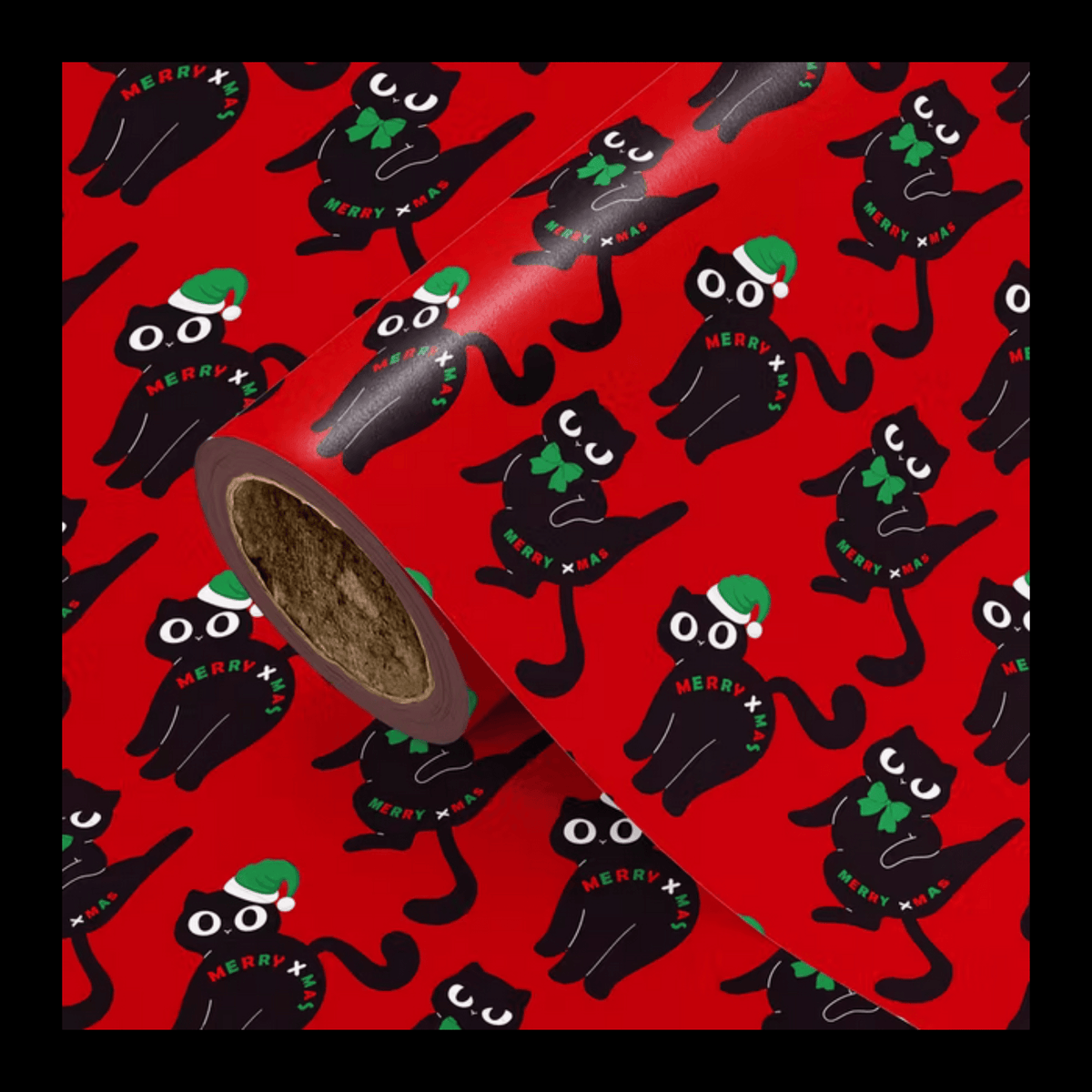 Funny Black Cat Christmas Gift Wrap Wrapping Paper Roll Holiday Craft and Decor - Gothic & Alternative Gift - Haunted
