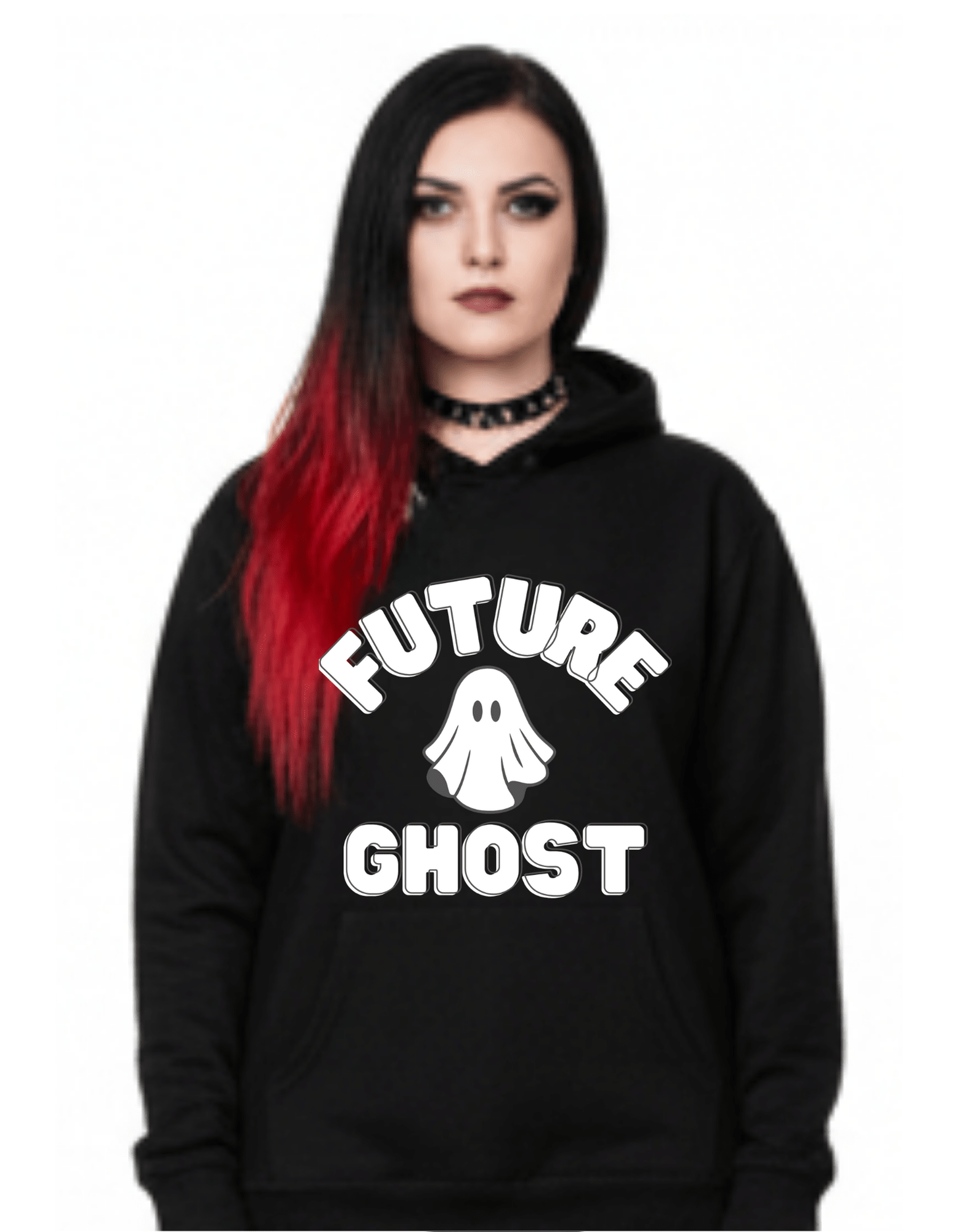 Future Ghost Custom Black Hoodie Sweatshirt Pullover Clothing - Gothic & Alternative Gift - Haunted