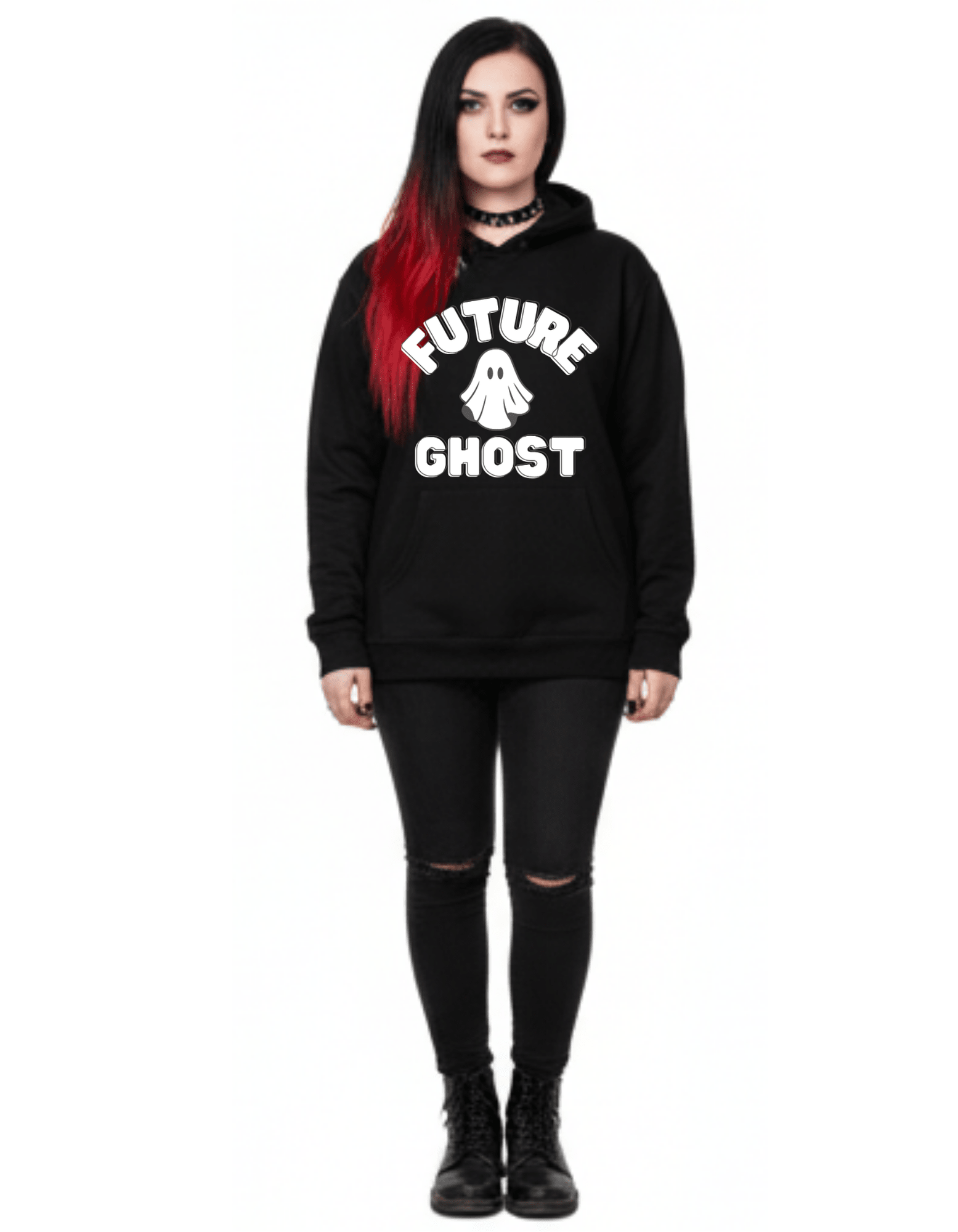 Future Ghost Custom Black Hoodie Sweatshirt Pullover Clothing - Gothic & Alternative Gift - Haunted