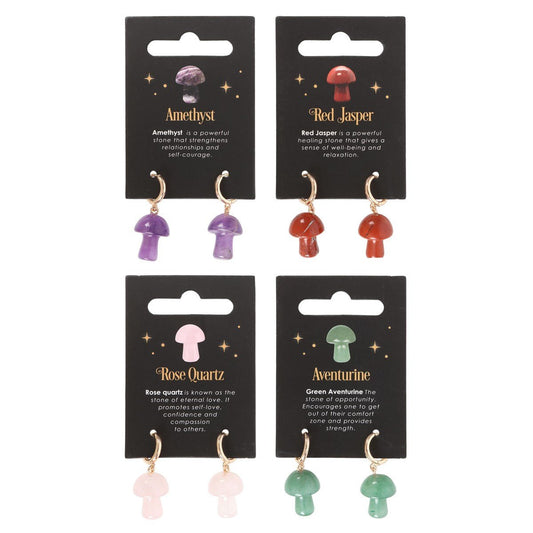 Gemstone Mushroom Earrings Jewelry - Gothic & Alternative Gift - Haunted