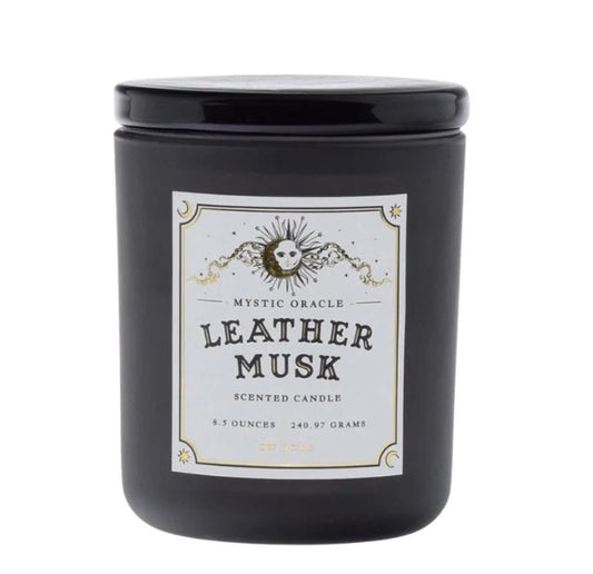Ghost Halloween Glass Candle Leather Musk Goth Fifty Shades Book Lover Mystic Oracle Candles - Gothic & Alternative Gift - Haunted