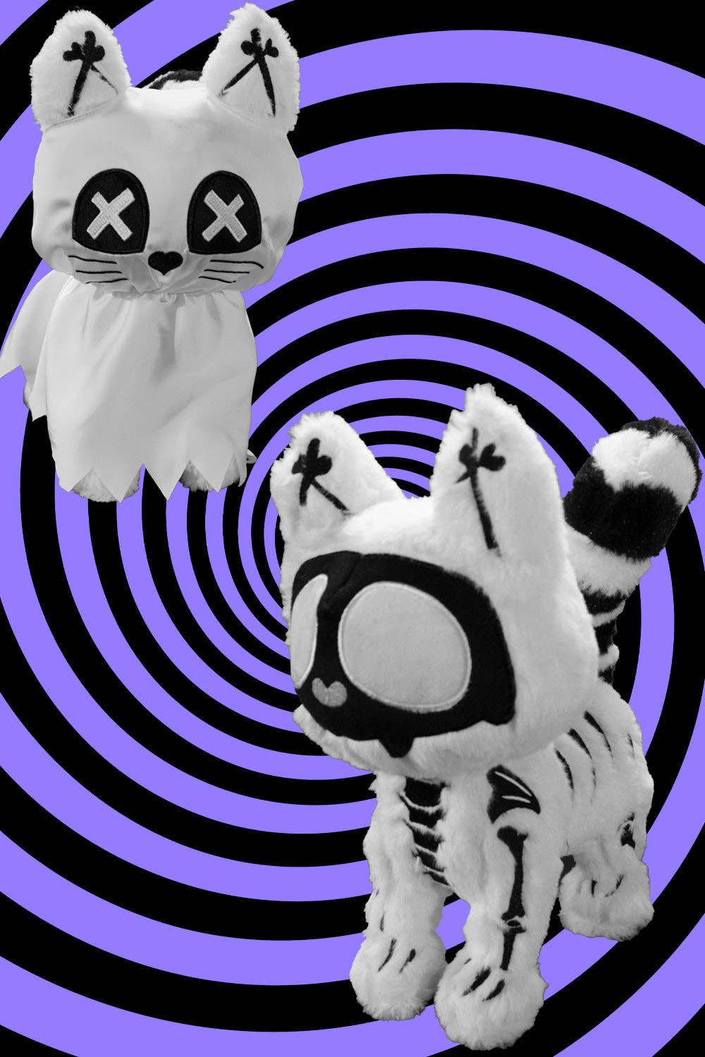 Ghost Kitty Plush Toy Skeleton Cat Gothic Stuffed Animals - Gothic & Alternative Gift - Haunted