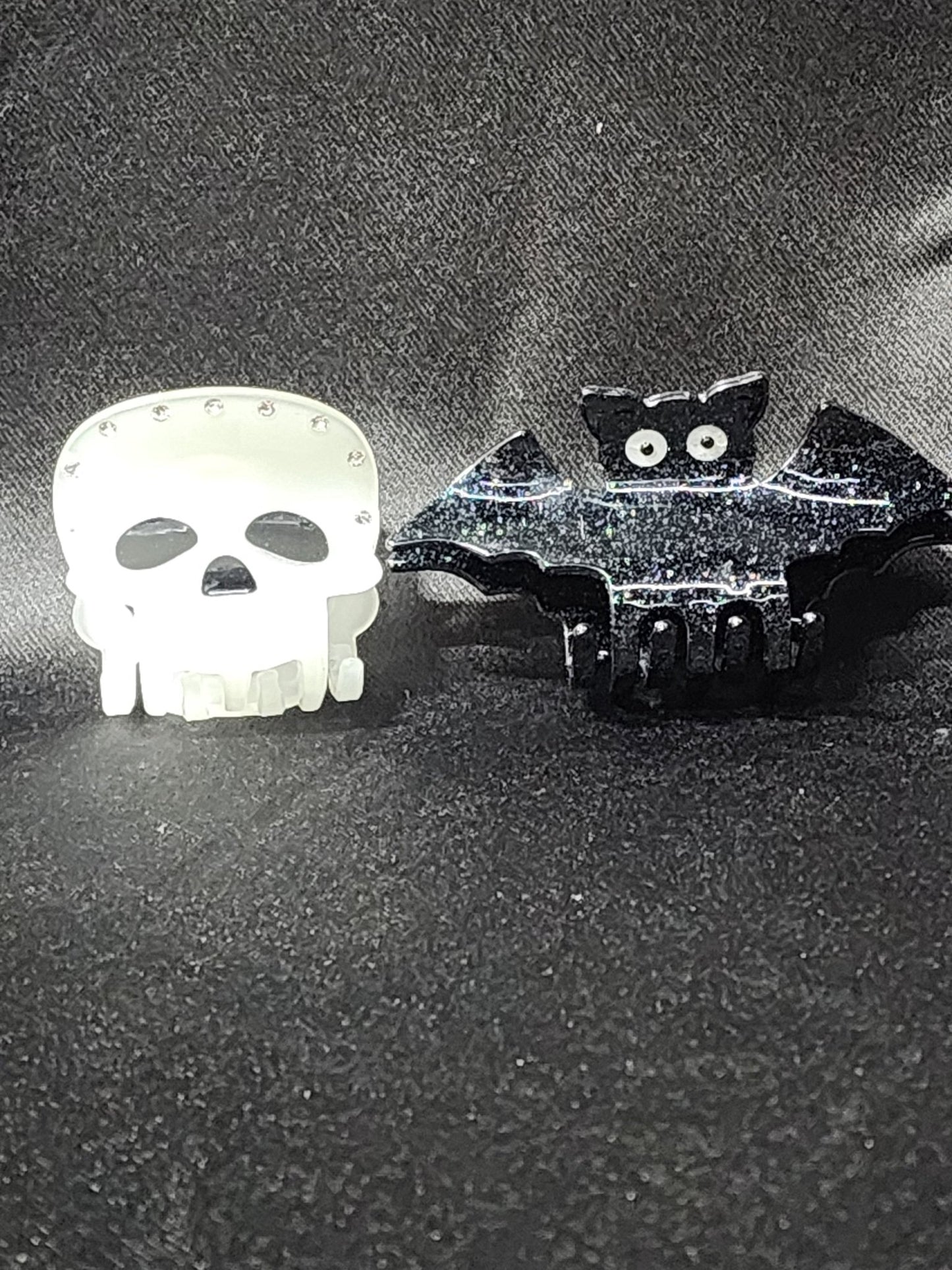 Glow in the Dark Black Bat Skull Hair Claw Clip Whimsigoth Accessories - Gothic & Alternative Gift - Haunted