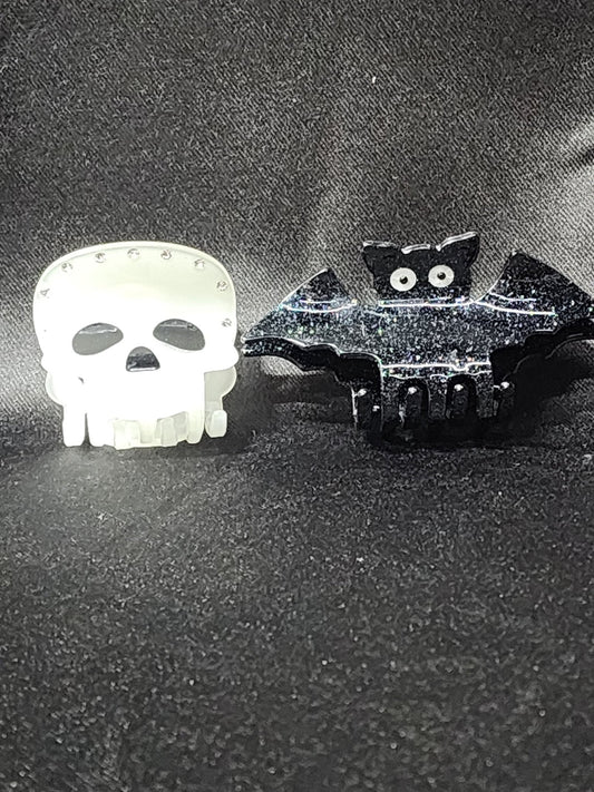 Glow in the Dark Black Bat Skull Hair Claw Clip Whimsigoth Accessories - Gothic & Alternative Gift - Haunted