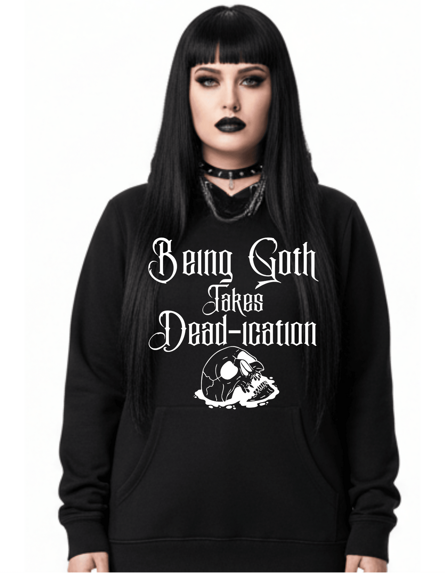 Goth De@d -ication Custom Black Hoodie Sweatshirt Pullover Clothing - Gothic & Alternative Gift - Haunted