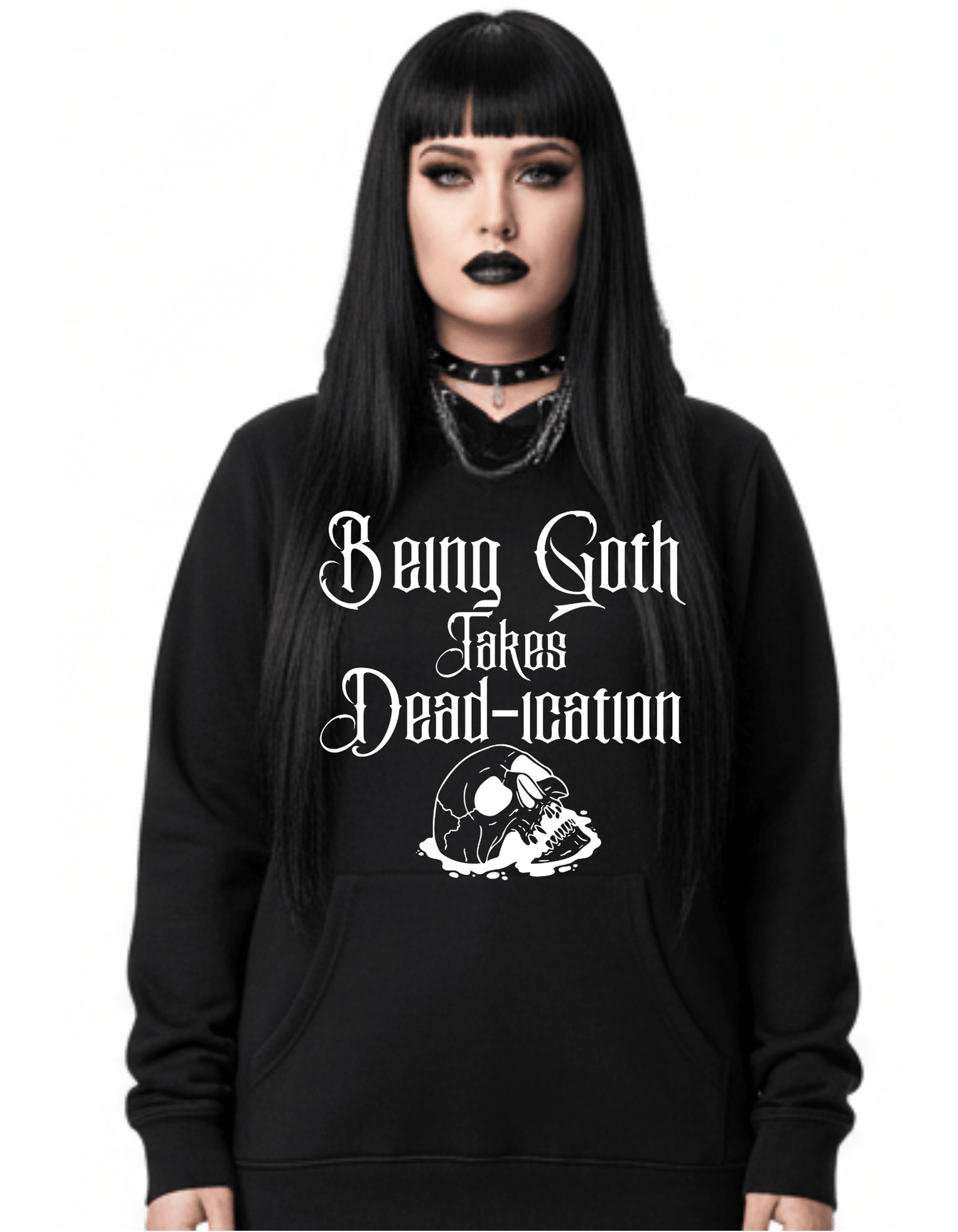 Goth De@d -ication Custom Black Hoodie Sweatshirt Pullover Clothing - Gothic & Alternative Gift - Haunted