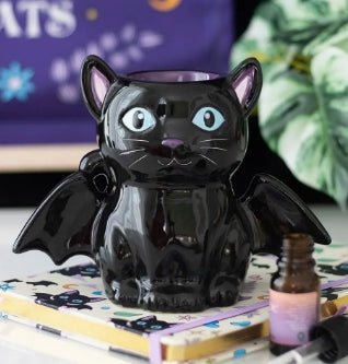 Gothic Black Bat Cat Oil Burner and Wax Warmer Candle holders - Gothic & Alternative Gift - Haunted