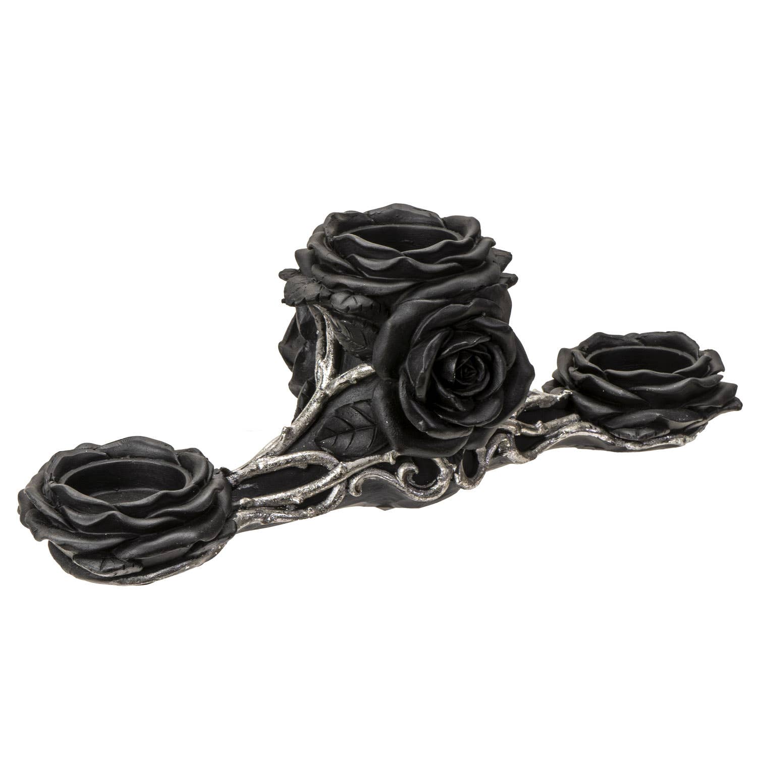 Gothic Black Rose Triple Votive Holder Valloween Valentines Candle holders - Gothic & Alternative Gift - Haunted