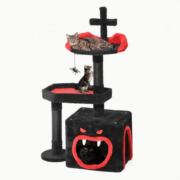 Gothic Cat Tree, Cat Condo with Bed Pet - Gothic & Alternative Gift - Haunted