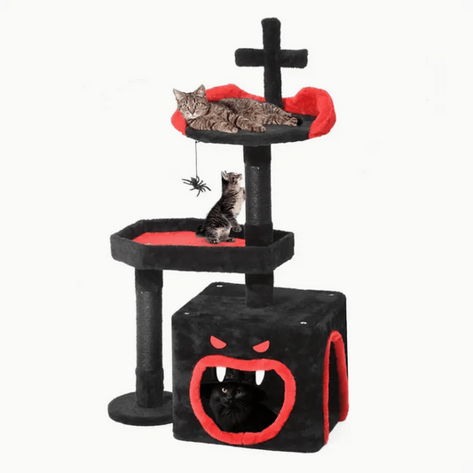 Gothic Cat Tree, Cat Condo with Bed Pet - Gothic & Alternative Gift - Haunted