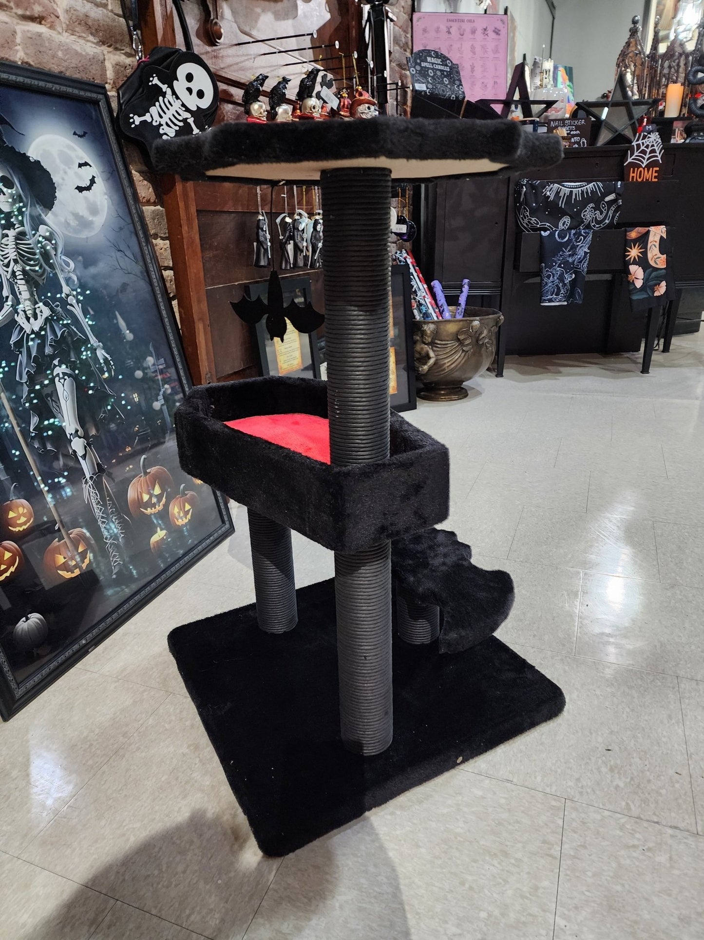 Gothic Cat Tree with Coffin Bed Pet - Gothic & Alternative Gift - Haunted