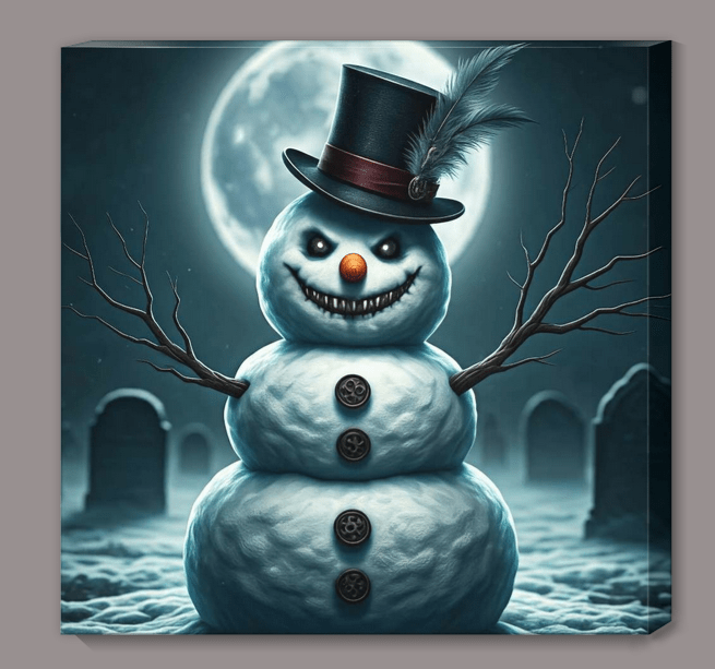 Gothic Christmas Haunted Snowman Canvas Print Canvas - Gothic & Alternative Gift - Haunted