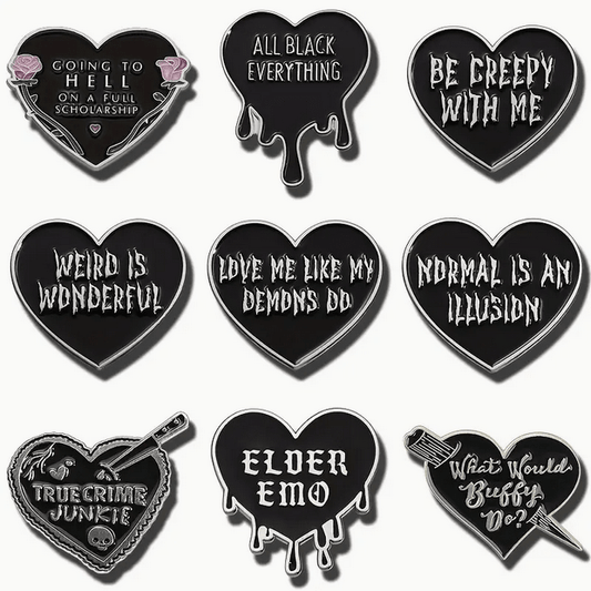 Gothic Funny Edgy Heart Shaped Enamel Pin Accessories - Gothic & Alternative Gift - Haunted