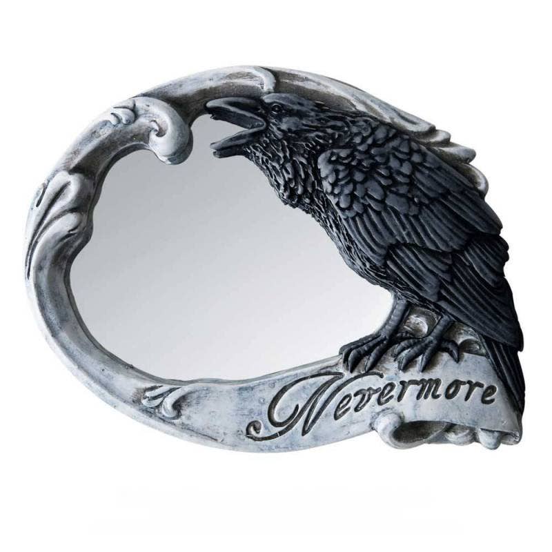 Gothic Nevermore Raven Skull Compact Mirror Beauty - Gothic & Alternative Gift - Haunted