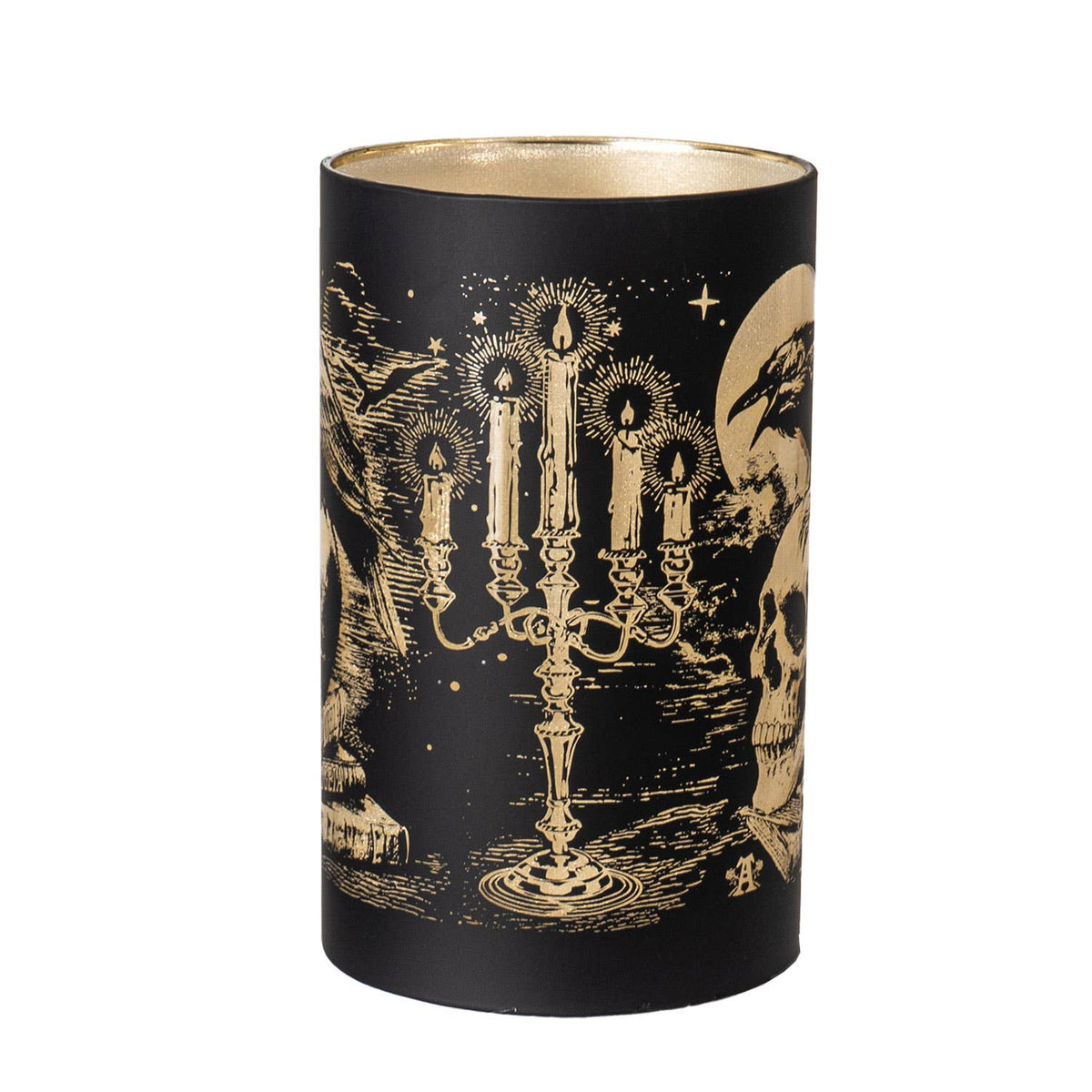Gothic Poe's Raven on Skull Glass LED Table Lantern Light Lamp Tableware - Gothic & Alternative Gift - Haunted