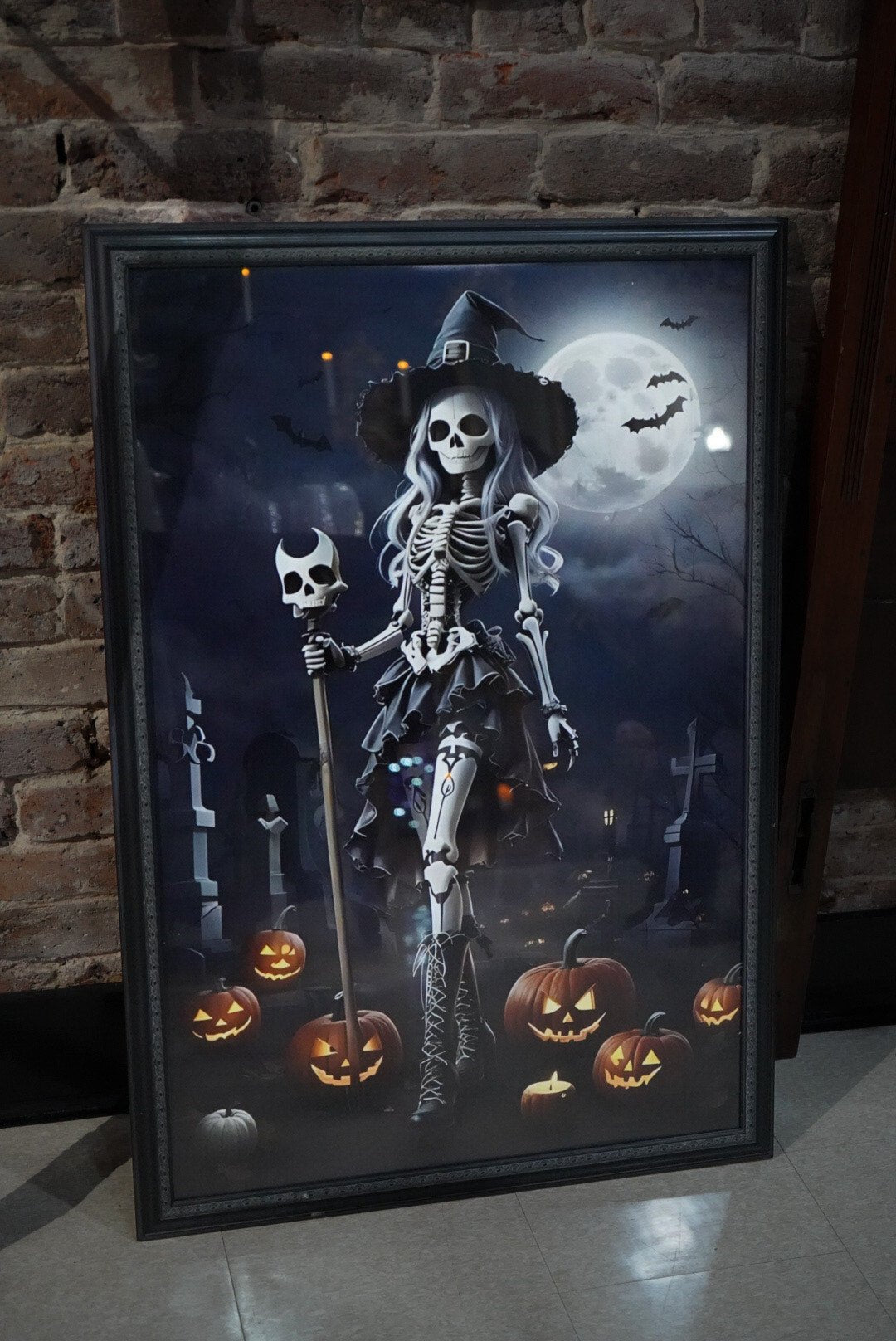 Gothic Skeleton Witch XL Framed Print Canvas - Gothic & Alternative Gift - Haunted