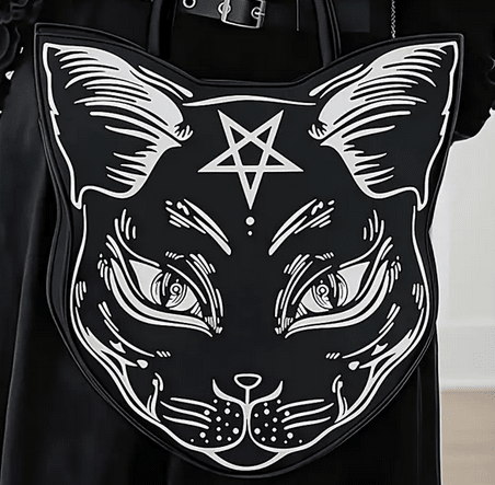 Gothic Witchy Pentagram Cat Shaped Purse Bag Crossbody Purses and Bags - Gothic & Alternative Gift - Haunted