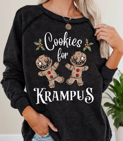 Gothmas Cookies for Krampus Women's Raglan Sleeve Sweatshirt Sweatshirt - Gothic & Alternative Gift - Haunted