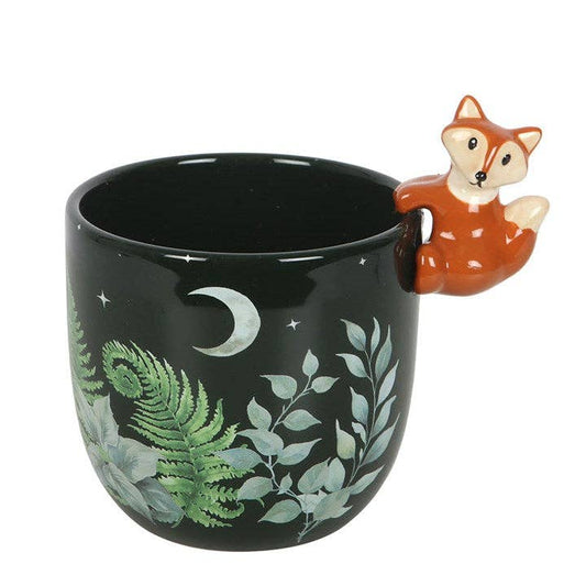 Green Forest Print Plant Pot with Fox Garden Decor - Gothic & Alternative Gift - Haunted