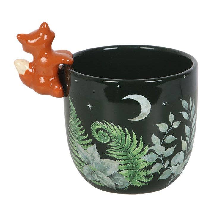 Green Forest Print Plant Pot with Fox Garden Decor - Gothic & Alternative Gift - Haunted