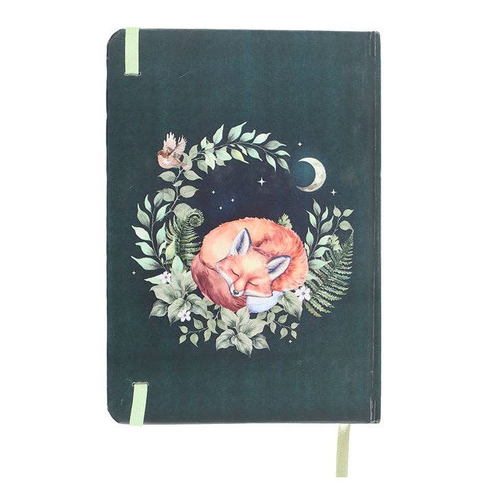 Green Forest Sleeping Fox A5 Notebook Fawn and Friends Journal Books - Gothic & Alternative Gift - Haunted