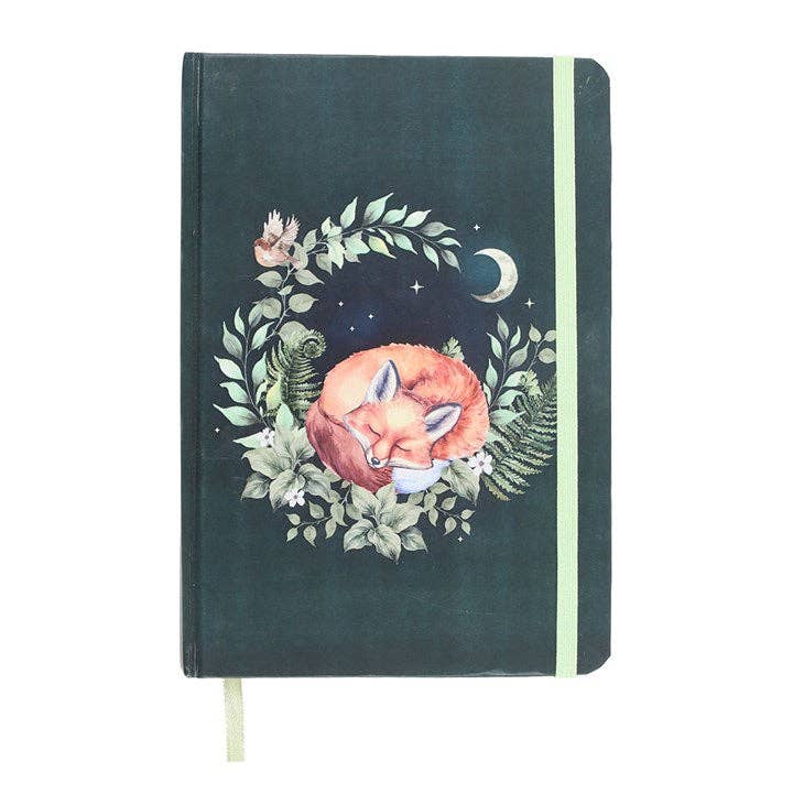 Green Forest Sleeping Fox A5 Notebook Fawn and Friends Journal Books - Gothic & Alternative Gift - Haunted