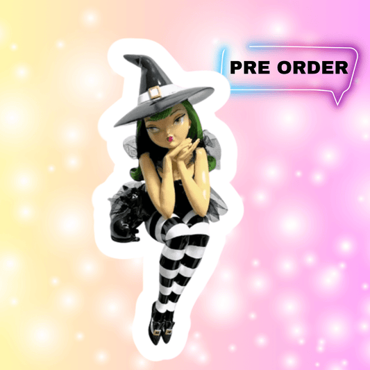 Green Hair Shelf Sitting Witch Figurine by December Diamonds Home Decor - Gothic & Alternative Gift - Haunted