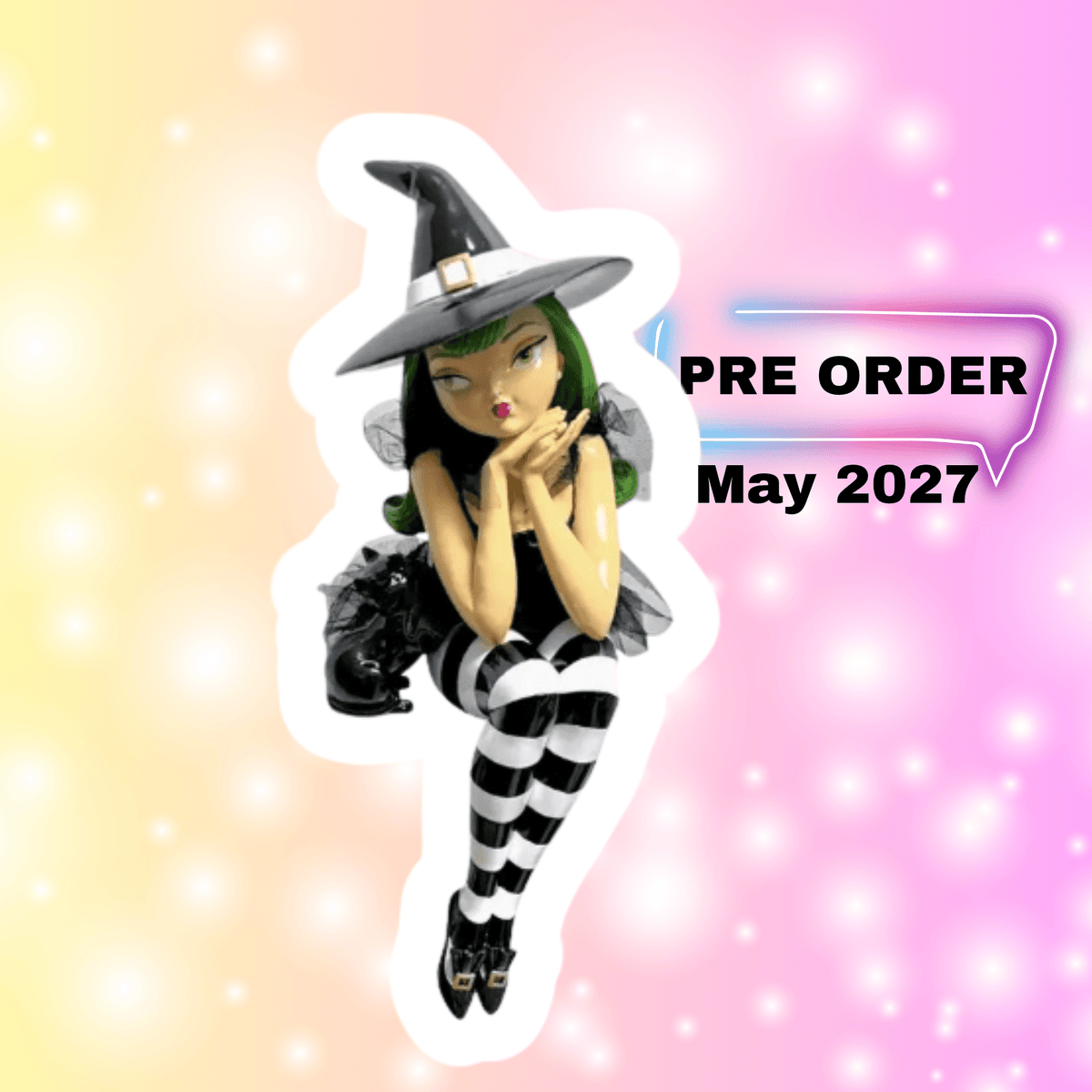 Green Hair Shelf Sitting Witch Figurine by December Diamonds Home Decor - Gothic & Alternative Gift - Haunted