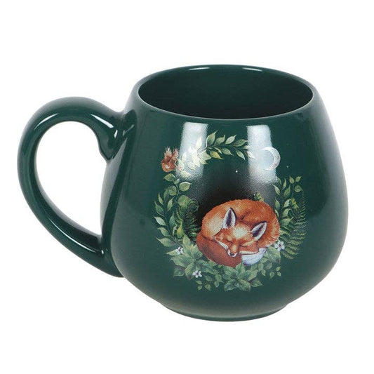 Green Sleeping Fox Rounded Mug Drinkware - Gothic & Alternative Gift - Haunted